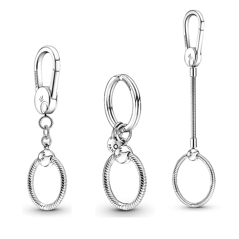 

New Hot Jewelry Keychain Suit For Women Plata De Ley 925 Sterling Silver DIY Ornaments Charms Fit Original Pandora Letter Beads