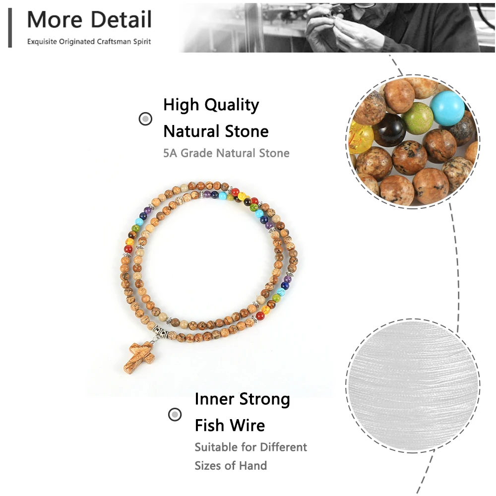 Женский и мужской браслет из натурального камня 7 чакр 108 малы бусины