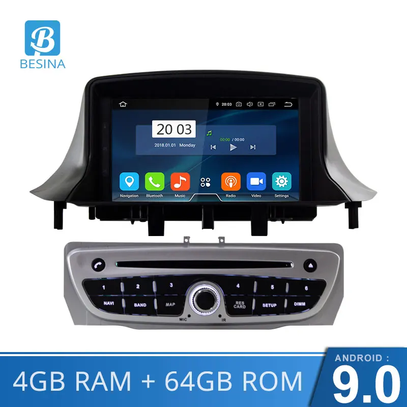 Автомобильный DVD-плеер Besina Android 10 для Megane Fluence 2009 2010 2011 GPS навигатор 1 Din