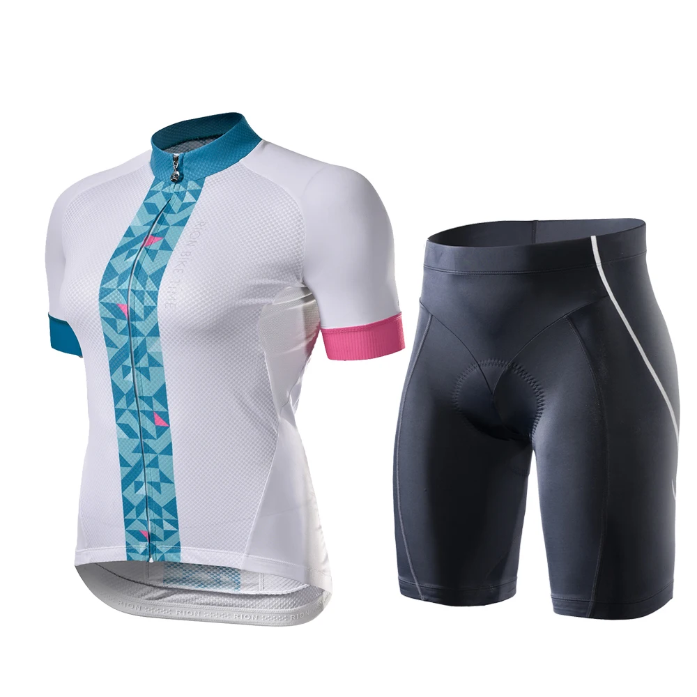 RION Pro Team Women Summer Cycling Jersey Set Bicycle Clothing Short Sleeve Cycling Jersey Pad Road Bike Bib Shorts