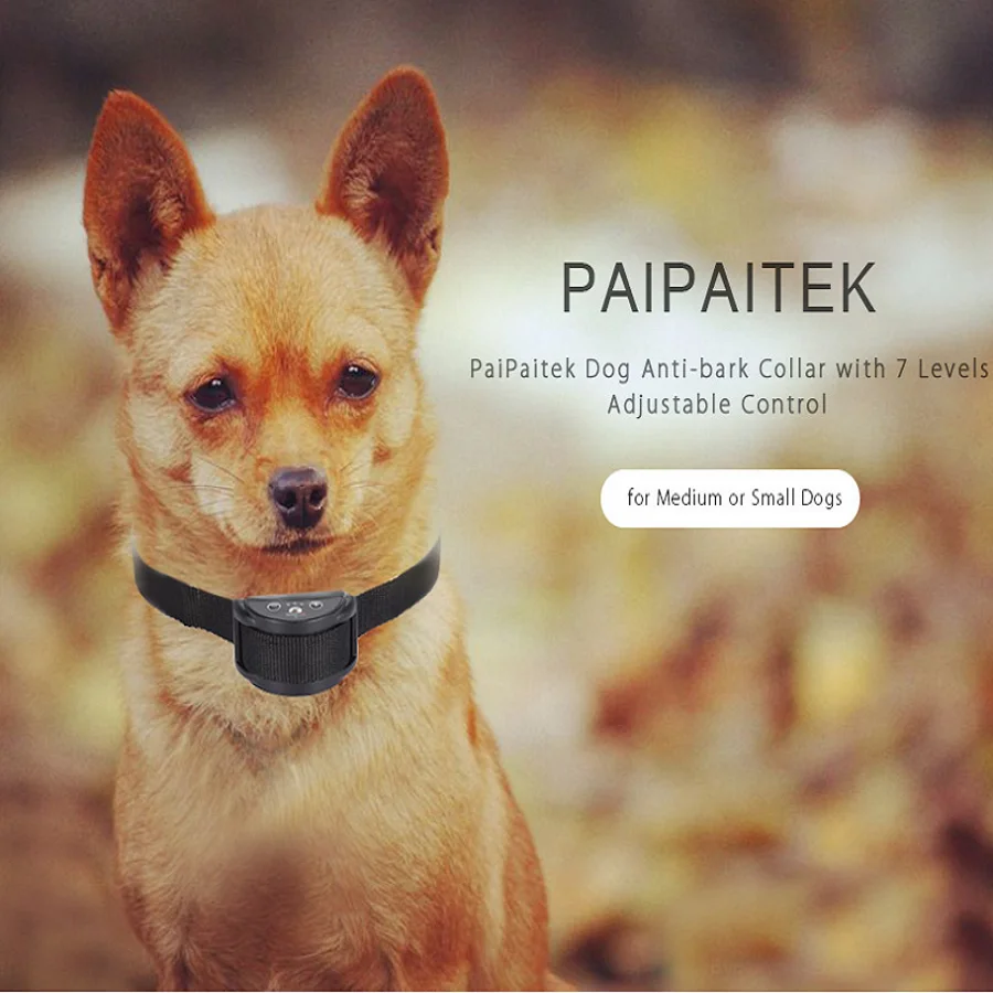 Тренировочный ошейник для собак PaiPaitek с 7 уровнями защиты от лай электрическим
