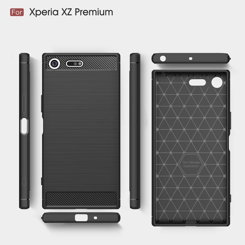 UPaitou For Sony Xperia XZ Premium Case Carbon Fiber Scratch Resistant Soft TPU Back Cover for Dual |