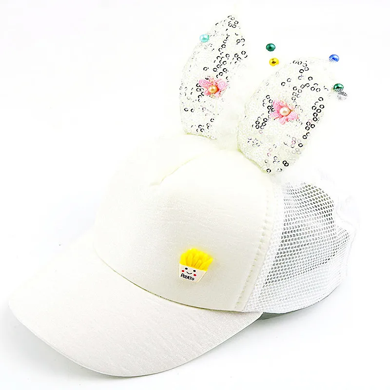 Бейсболка с длинными ушками для девочек Регулируемая Кепка от солнца и белого