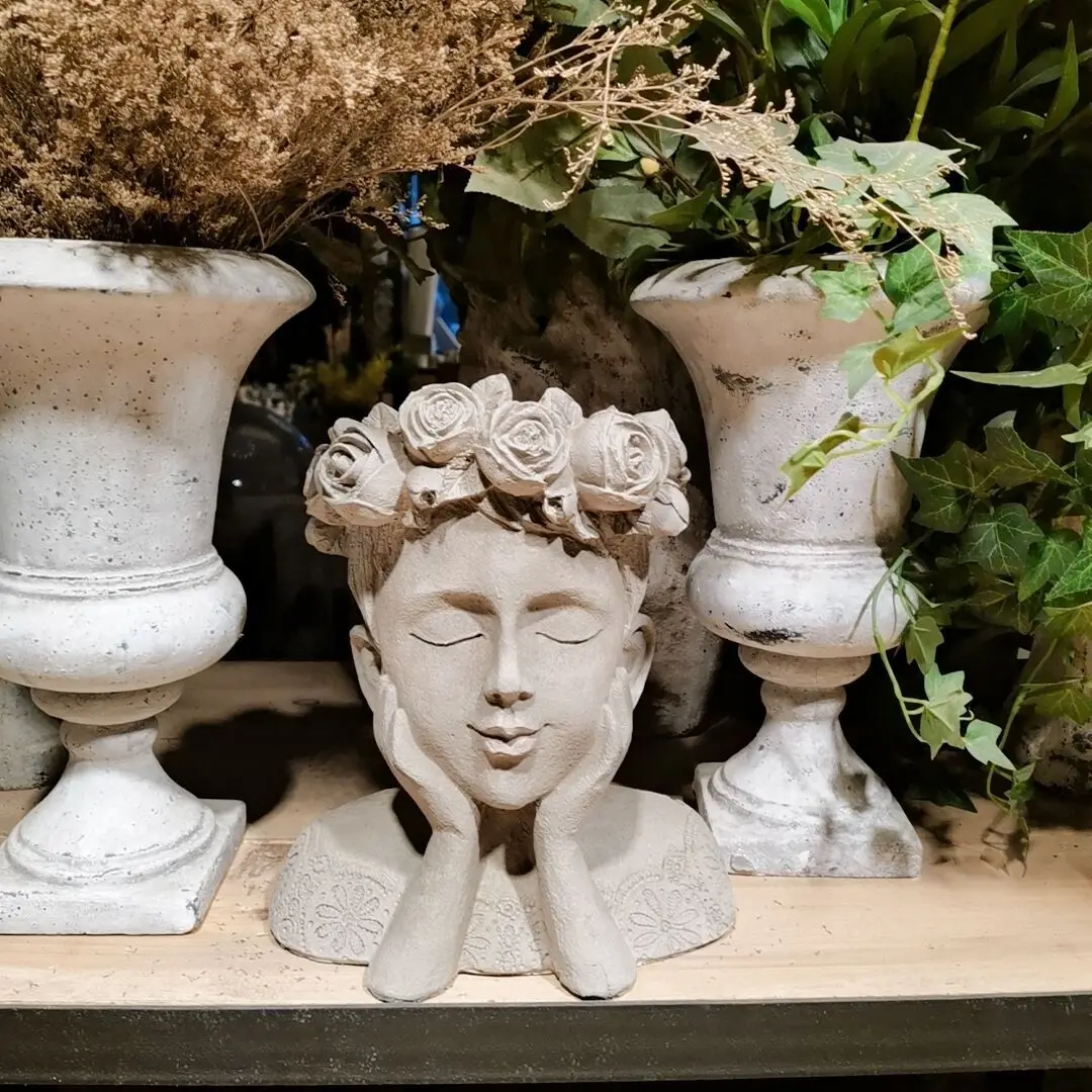 

Epipremnum Flower Pot Creative Figure Sculpture Flower Holder Decor Garden Portrait Art Head Flower Pot flower succulent planter