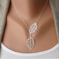 2021 new necklace chains for women personalized fashion simple double tree leaf tassel pendant necklace necklace wholesale bulk