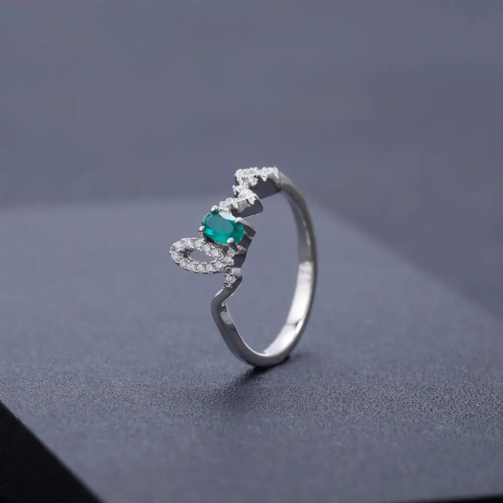 Gemb's BALLET натуральный зеленый агат камень кольца серебряное кольцо для