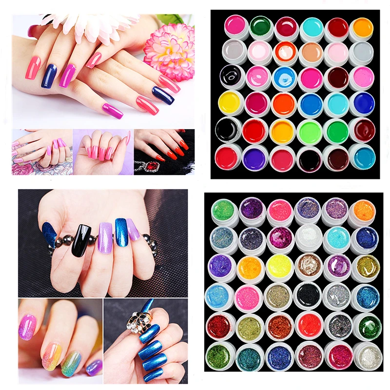 

36Colors Set Glitter Acrylic Powder UV Gel Nail Polish Soak Off UV Gel Phototherapy Colorful Gel Polish Nail Art Supplies