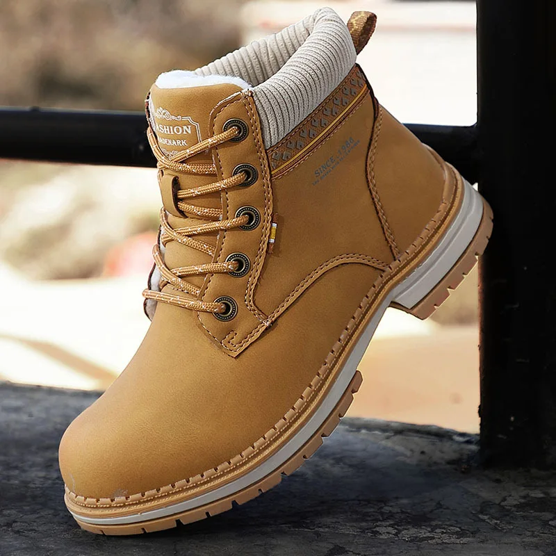 

Ankle Boots Women Winter Leather Plush Warm Waterproof Short Motorcycle Boots Women's Cotton Shoes Snow snow boots Boots2021