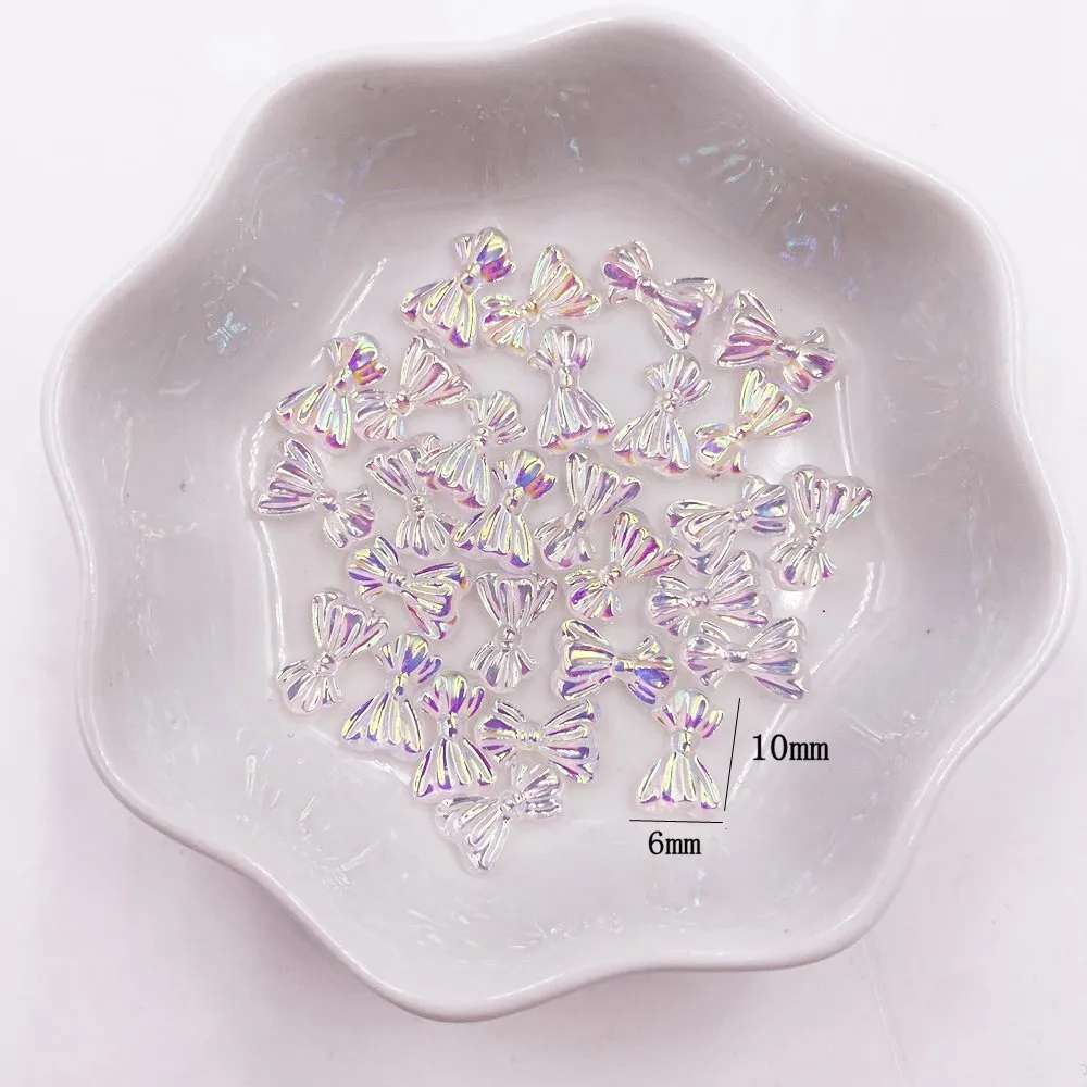 

50Pcs AB Clear Bowknot Flatback Rhinestone Clothing Applique Scrapbook Ornament DIY Manicure Accessories Craft SL063