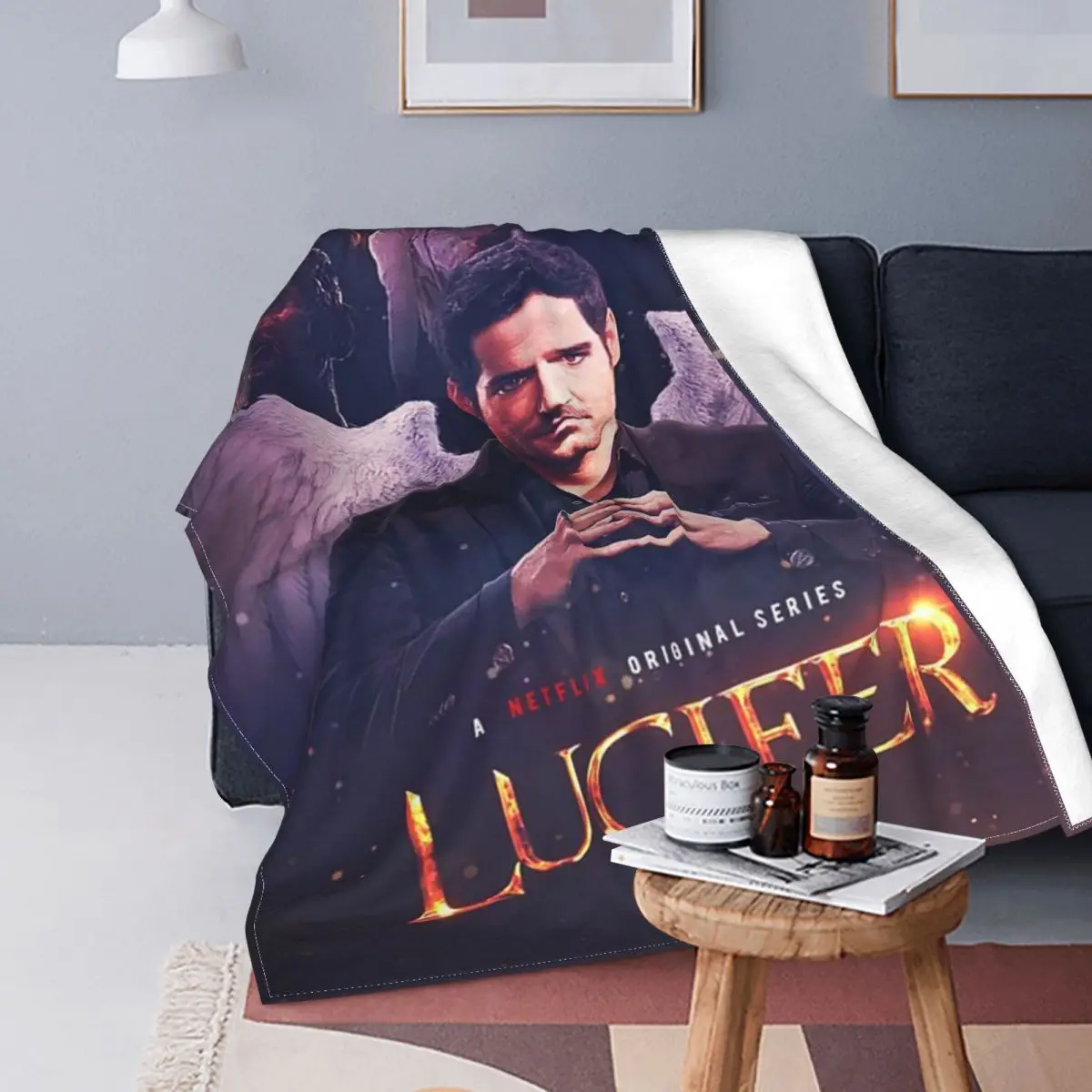 

Одеяло Lucifer с флисовой подкладкой, дышащее теплое покрывало с черным юмором, для постельного белья, путешествий