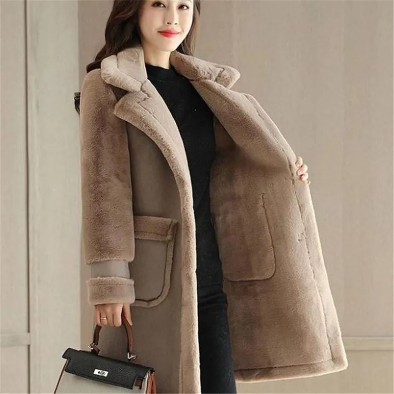 Plush thick fur Coat Women's 2022 Autumn And Winter New Deerskin Plus Size Cotton Coat To Keep Warm Winter Jacket Clothing
