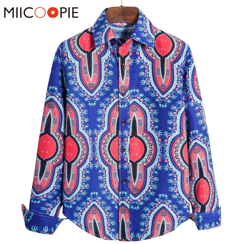 

Plus Size Long Sleeved Cotton Linen Blouse Men Vintage Ethnic Style Print Mens Floral Shirt Camisa Masculina Hawaiian Streetwear