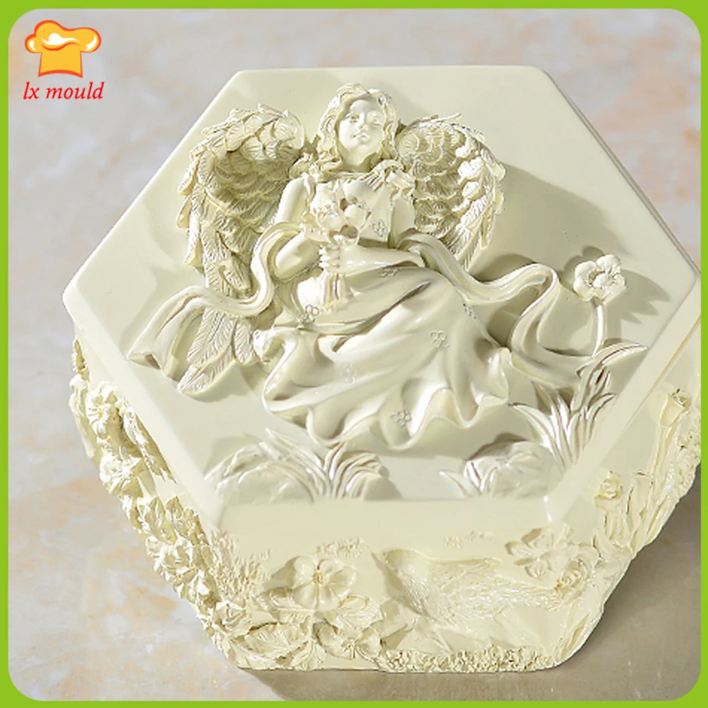 

LXYY Embossed Flower Bush Angel Silicone Mould Handmade Candle Moulds DIY Aromatherapy Plaster Home Decoration Tools Angel Mold