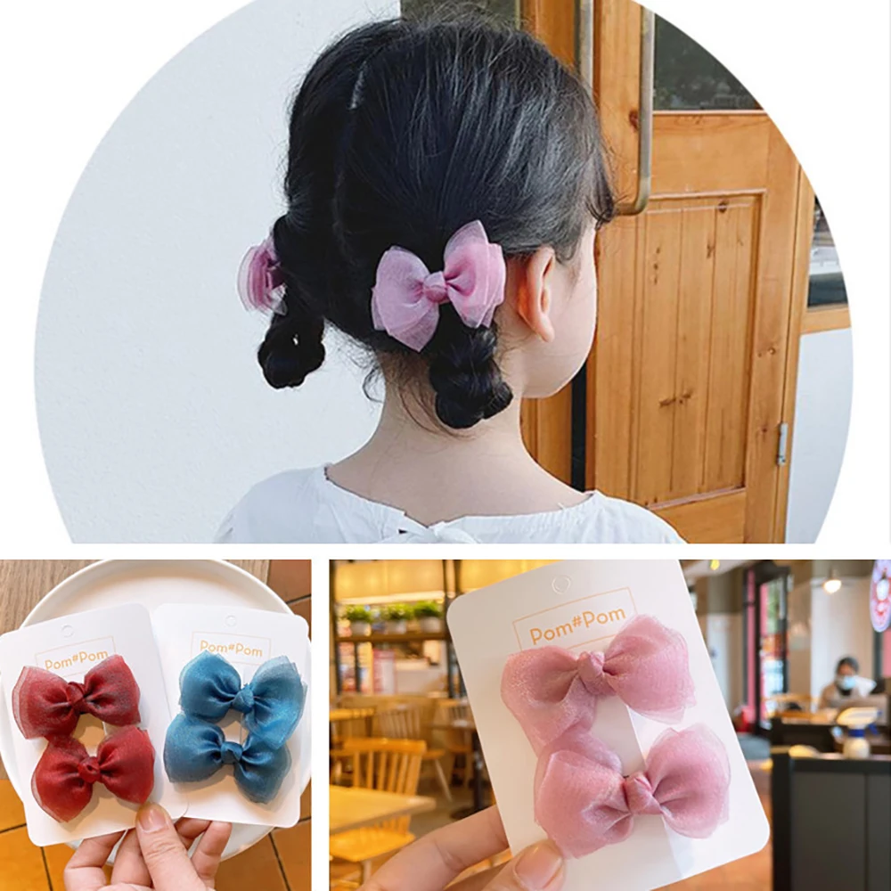 

Korean Fashion Baby Girl Elastic Bow Tie Rubber band Head rope Cute Mesh Hair Ring For Girls Hair Accessories