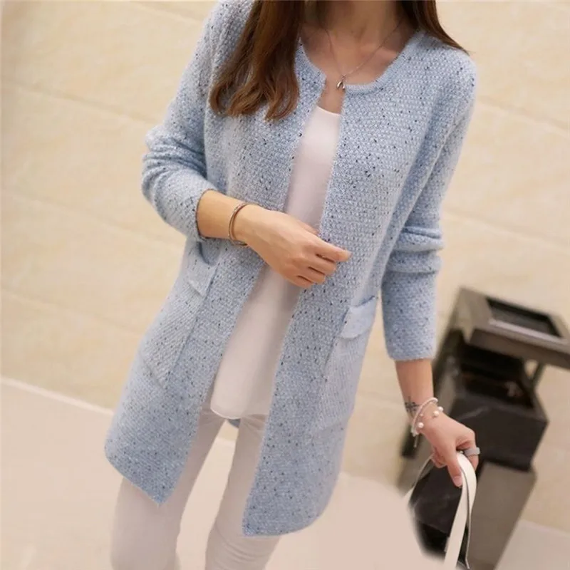 

Winter Warm Fashion Women Solid Color Pockets Knitted Sweater Tunic Cardigan Coat Autumn Knitwear Cardigan