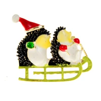 cindy xiang hedgehog in a sleigh brooch animal pin christmas jewelry 2 colors available enamel accessories alloy material new
