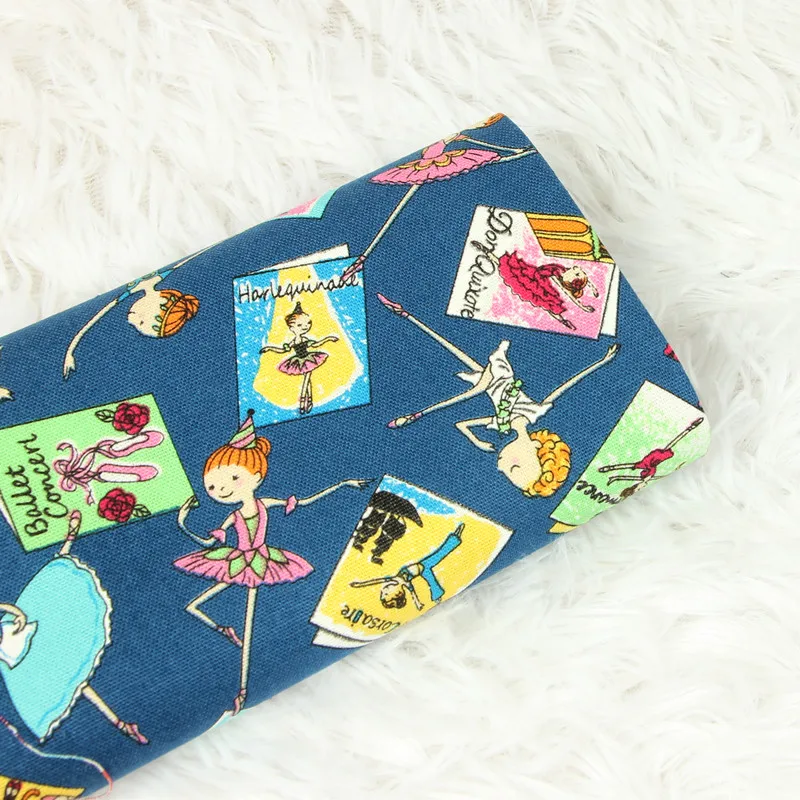

110cm Wide Thick Cute Ballet Girl Printed Cotton Fabrics DIY Quilt Cloth Patchwork Tissue Home Textile Sewing Fabric Accessories
