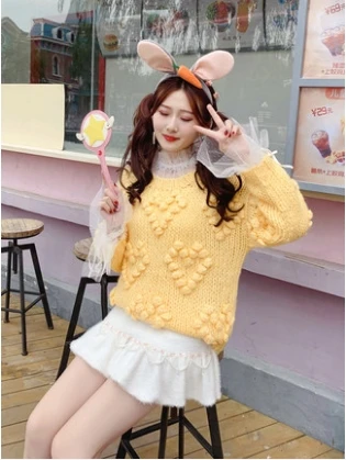 Свитер принцессы Сладкая Лолита осень и зима корейский ленивый Повседневный