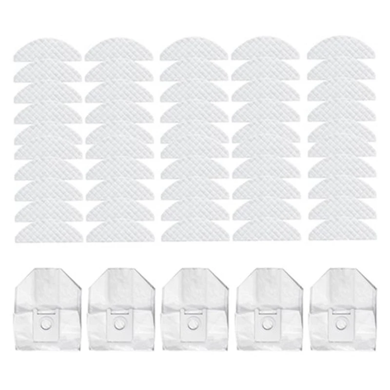 

55Pcs for Roidmi EVE Plus Robot Vacuum Cleaner Dust Bag Disposable Mop Cloth Cleaning Replacement Parts