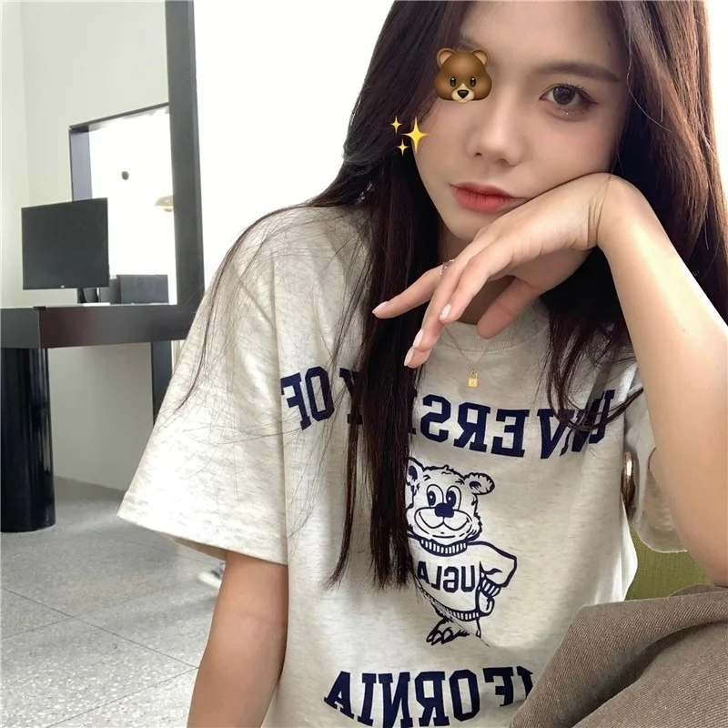 Футболка женская с коротким рукавом и принтом Медведь | Женская одежда