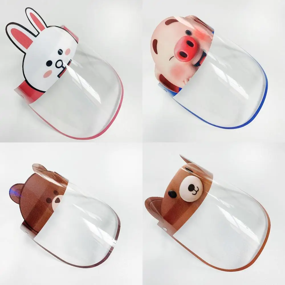 

Children Kids Anti-droplets Visor Shield Bucket Hat Face Protective Cap Cute Cartoon Pig Rabbit Bear Anti-fog Sun Cap Hat
