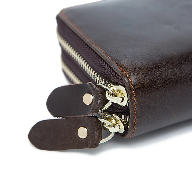 

New Brand Classic Real Leather Mens Wallet Brown Money Credit Card Purse Multi-Card Long Business Male Clutch Phone Bag Men