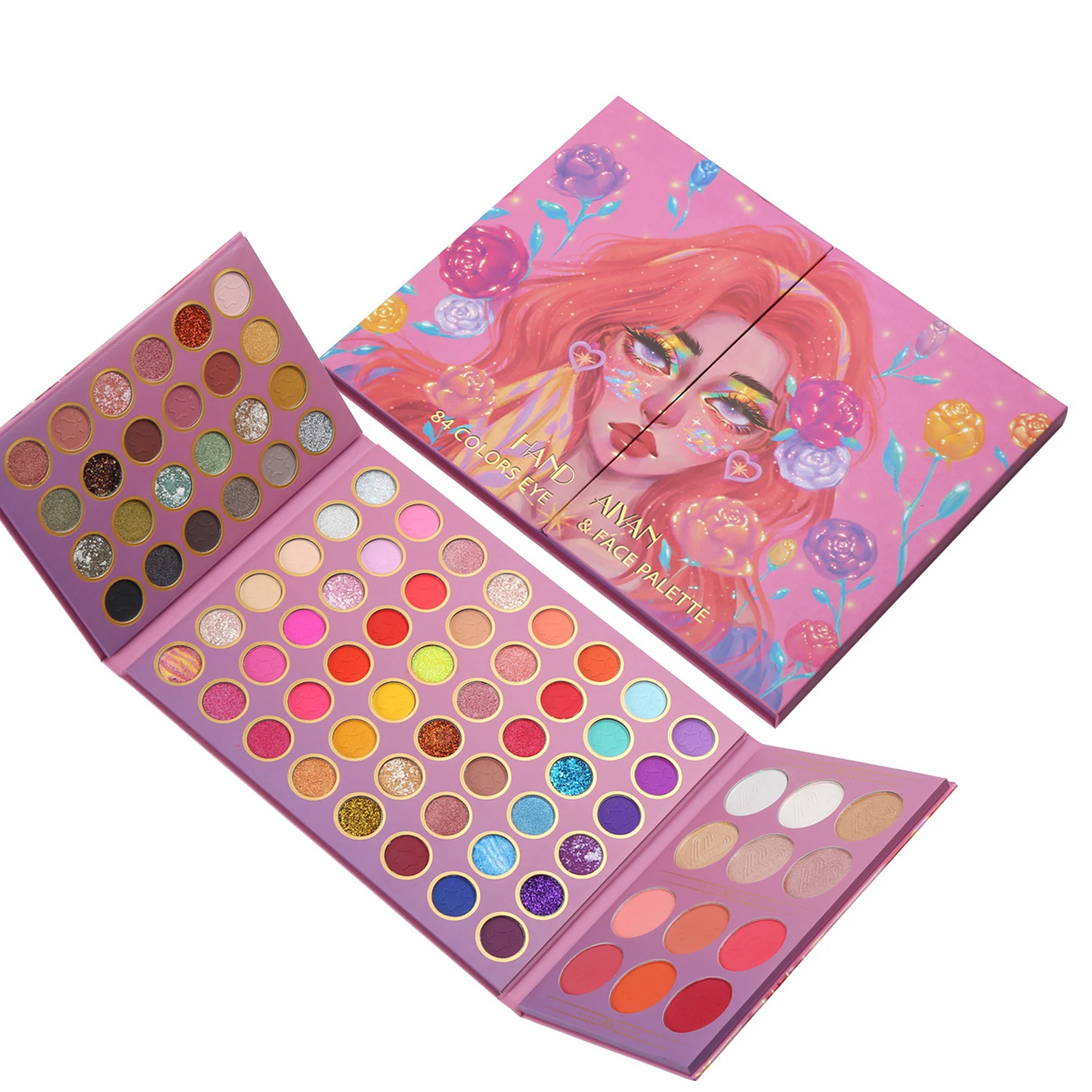 

84 Colors Matte Shimmer Glitter Eyeshadow Blusher Highlighter Makeup Palette High Pigmented Long Lasting Waterproof