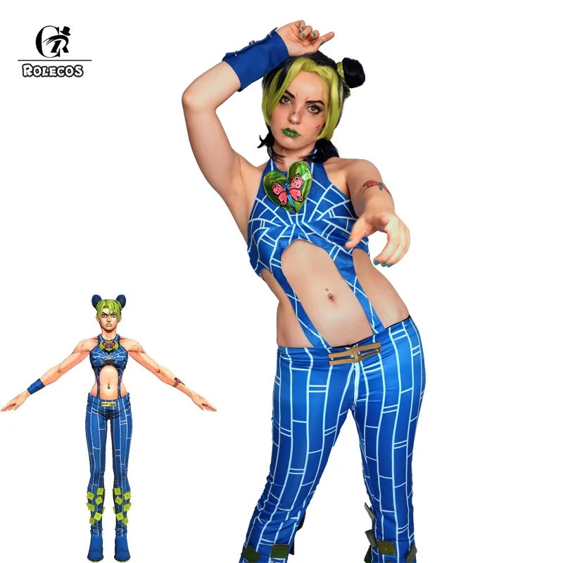 ROLECOS приключения Джоджо Косплэй Jolyne Cujoh сексуальный костюм с рисунком из аниме