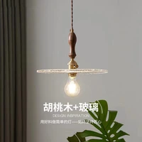 new style contracted japanese brass glass walnut small chandelier retro living room lamp dining room bar bed study chandelier