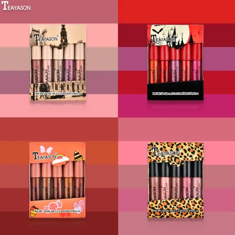 

Beauty Glazed Lip Non-stick Non-fading Cup Non-fading Lipstick 5pcs/Set 5Color Velvet Matte Lipstick