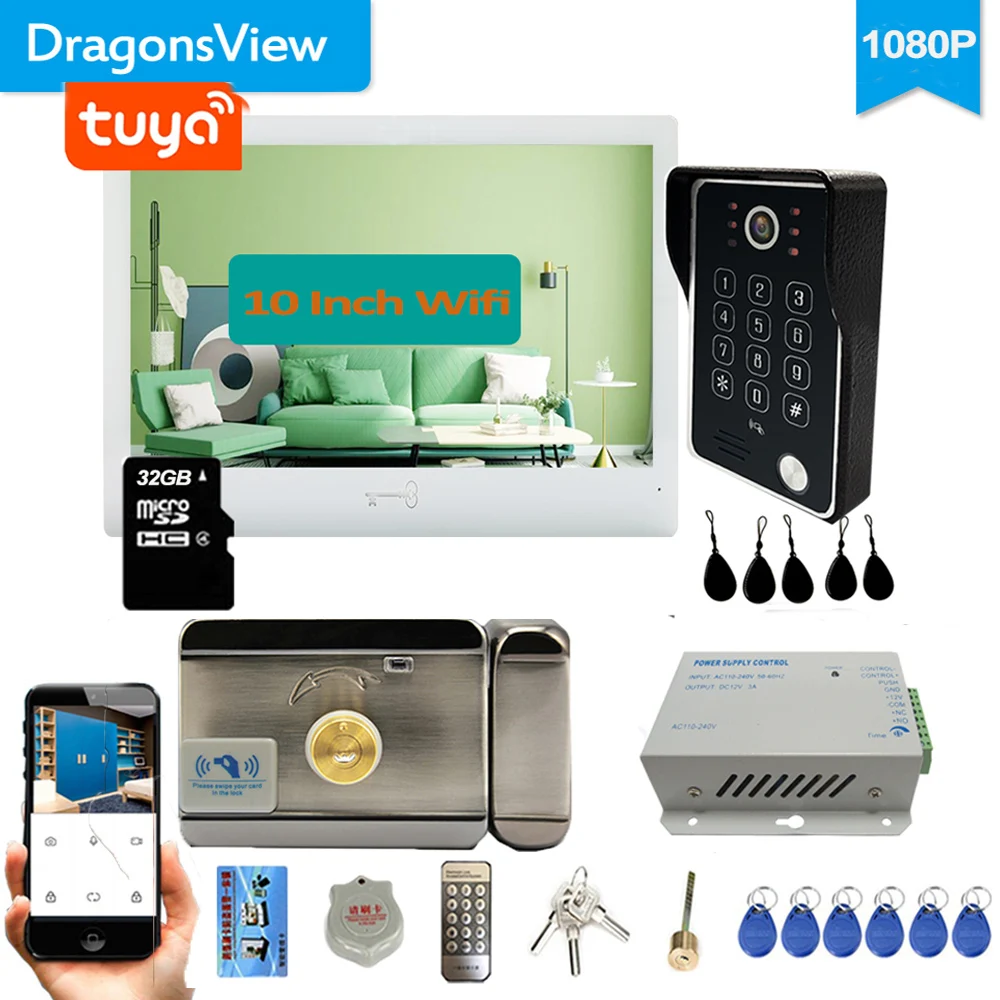 

Дверной телефон Dragonsview 1080P с Wi-Fi и RFID-защитой, 10 дюймов