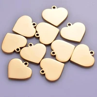 wholesale 10pcs stainless steel 15mm heart charms blank diy tags pendant necklace jewelry accessories pet idtag charm 3 colors