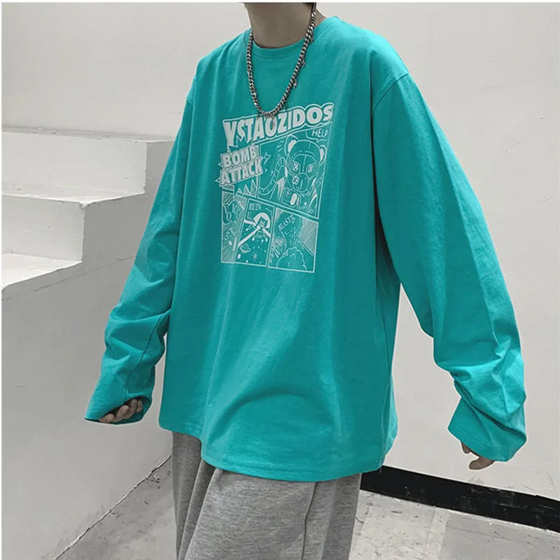 

Oversized T Shirt Spring and Autumn Print Long Sleeve O Neck Hip Pop Harajuku Streetwear Fashion Loose Casual Couple Clothes