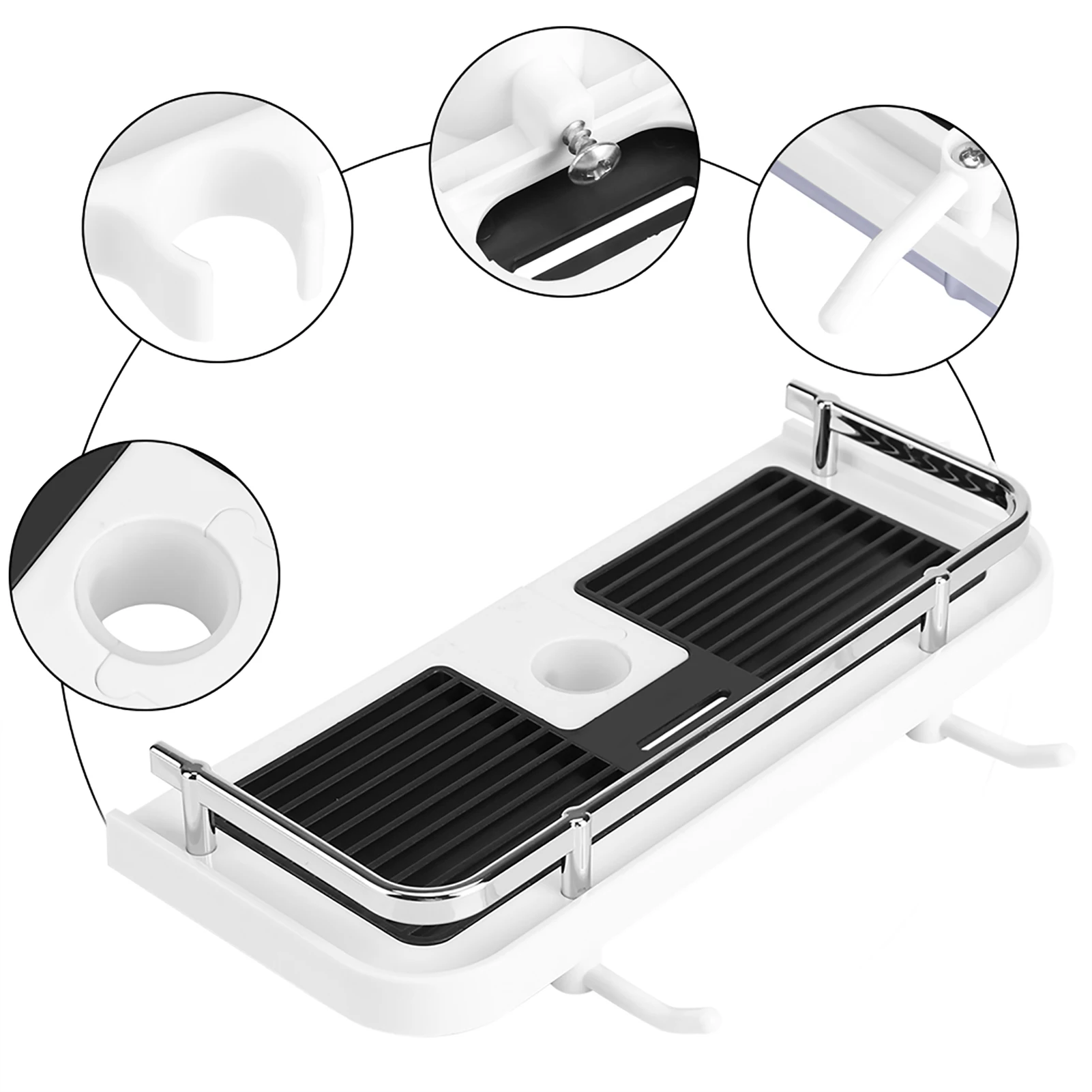ABS Bathroom Organizer Tray Shower Rod Storage Shelf Holder Practical Accessory | Дом и сад