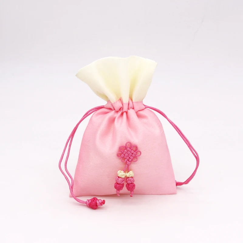 

5PCS/lot 10*15cm Drawable pink Satin Wedding Christmas Gift Package Bags Shopping Pouches Jewelry display Packaging Storage Bag