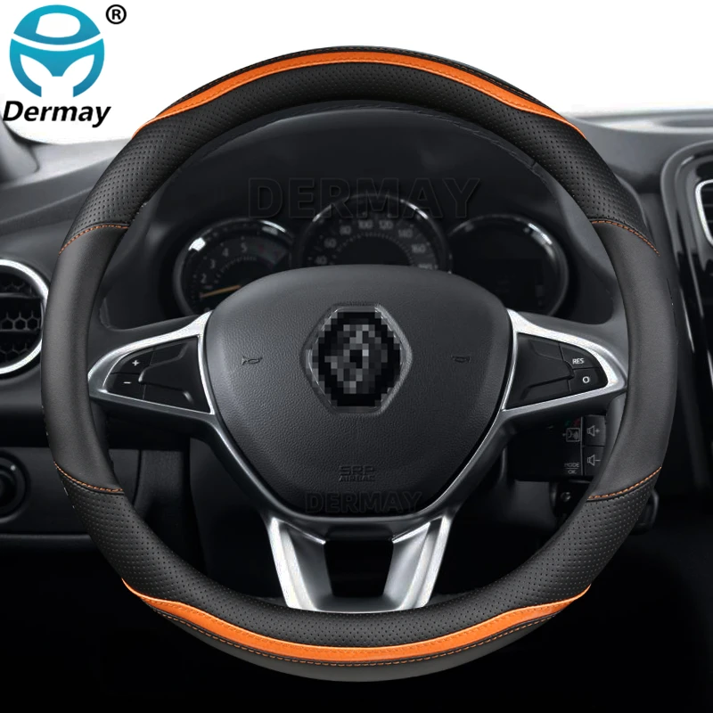 for renault logan 1 2 3 for dacia logan car steering wheel cover microfiber leather carbon fiber fashion auto accessories free global shipping