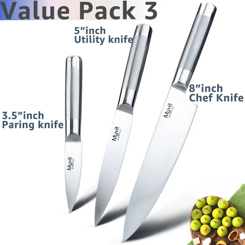 Value Pack 3 Набор ножей из нержавеющей стали, японский 7CR17 440C, высокоуглеродистая Нержавеющая сталь, нож для нарезки хлеба, нож для шеф-повара - Цвет: Value Pack 3