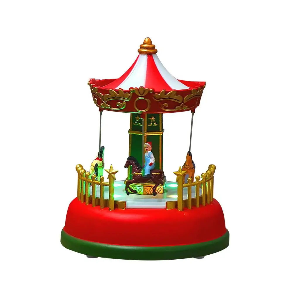 

Merry Christmas Decor Music Box With Light Holiday Musical Ornament Xmas Decoration For Home New Year Birthday Gift Music Box