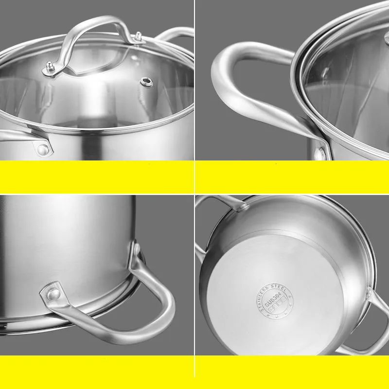Stainless Steel Soup Pot Steamer Thickening Double Bottom Non-stick Cooking Induction Cooker Gas Furnace | Дом и сад