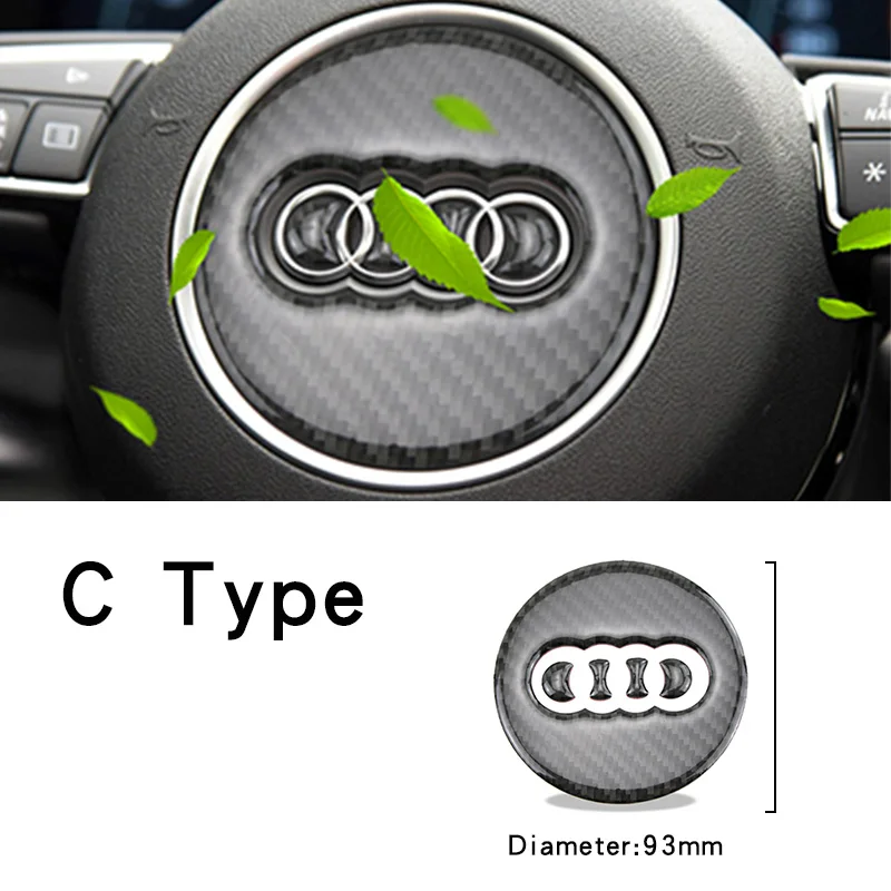 Для Audi A1 A3 A5 A4 A6 A7 A8 S3 S4 S5 S6 S7 Q3 Q5 Q7 TT углеродного волокна рулевого колеса автомобиля декоративное кольцо стикером лого в виде наклейки на автомобиль - Название цвета: C Type