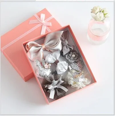 10Pcs/Box Girls Headdress Children Cute Hair Accessories Set Baby Clips Princess Crown Bows Headwear Barrettes Gift box | Детская одежда