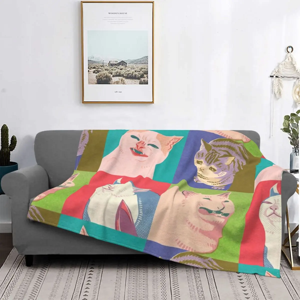 

Одеяло с четырьмя мемами кошки апокалипсиса, бархатное зимнее умное дышащее легкое тонкое одеяло для дома и офиса