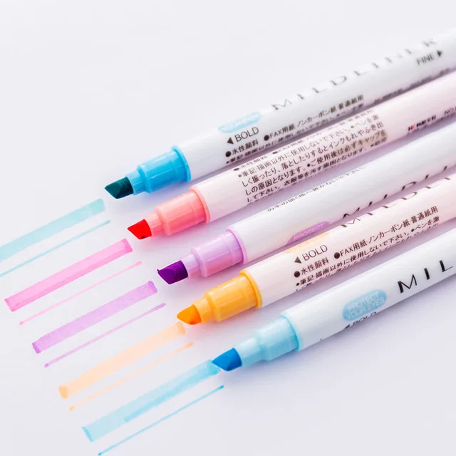 Японские Канцтовары Мягкая двусторонняя ручка маркер с двумя головками