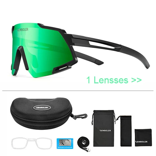 1 lens set green NEWBOLER Polarized 5 Lens Cycling Sunglasses UV400 Mountain Road Bike Eyewear Outdoor Sport Cycling Glasses Bicycle Goggles - Цвет: 1 lens set green