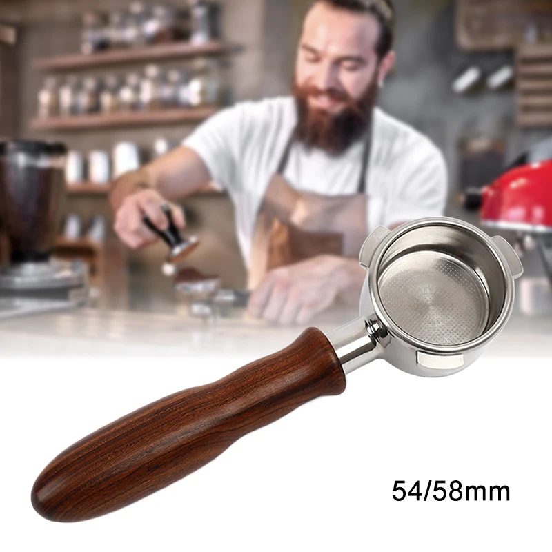 

Bottomless Coffee Portafilter 54/58mm Coffee Machine Handle with Red Rosewood Handle for Barsello LEHEHE H88F