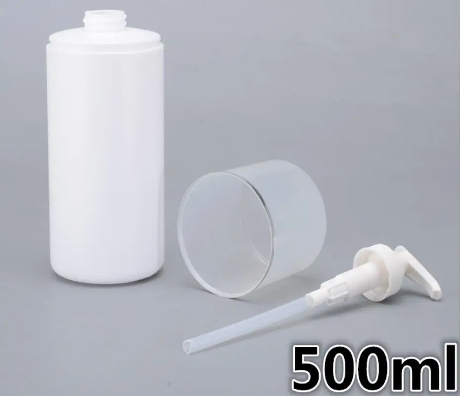 500 мл белая бутылка для лосьона/эмульсионного пресса с серебряной линией