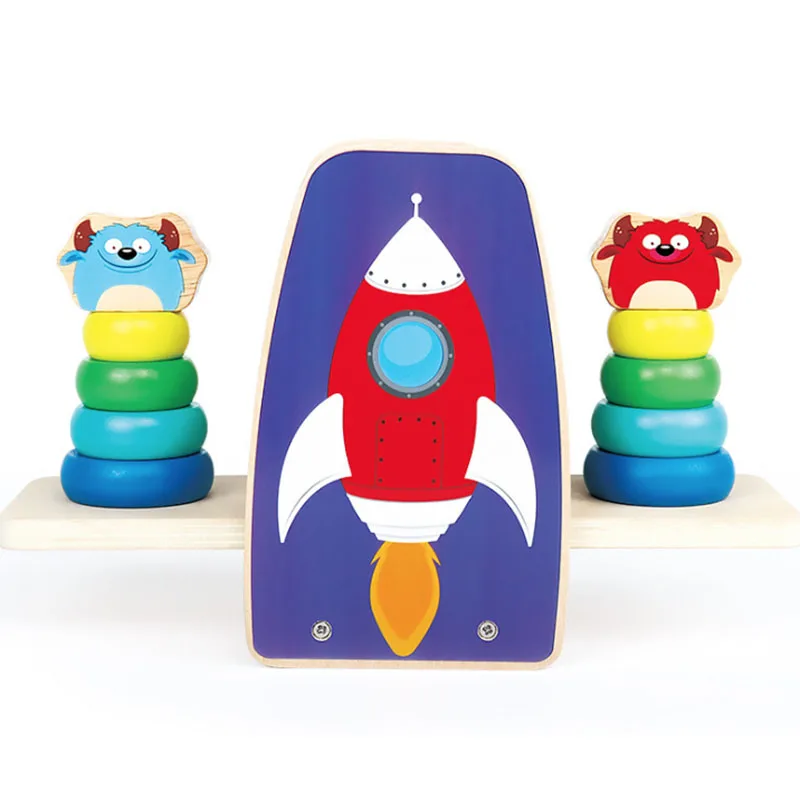 Деревянный аэрокосмический баланс для младенцев детский Радужный круг