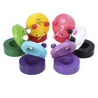 6pcs baby wood cartoon animal castanets educational musical instruments for developping child mental ability random color