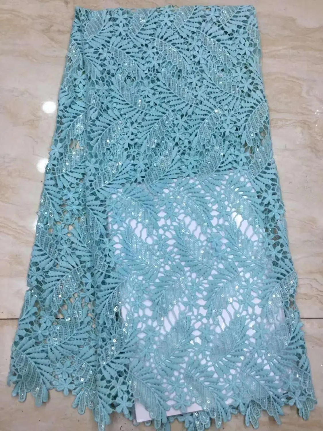 

5 yard Nigeria sequin lace fabric Sequin embroidery water-soluble lace African sequin water-soluble fabric for evening wear