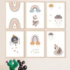 Бохо Радуга звезды облако планеты КИТ Лебедь настенная живопись холст скандинавские постеры и принты настенные картины декор для детской комнаты